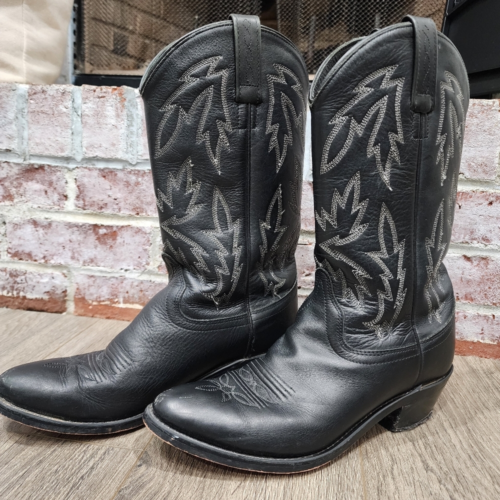 Old West Women’s Black Leather Western Boots 9" Tall